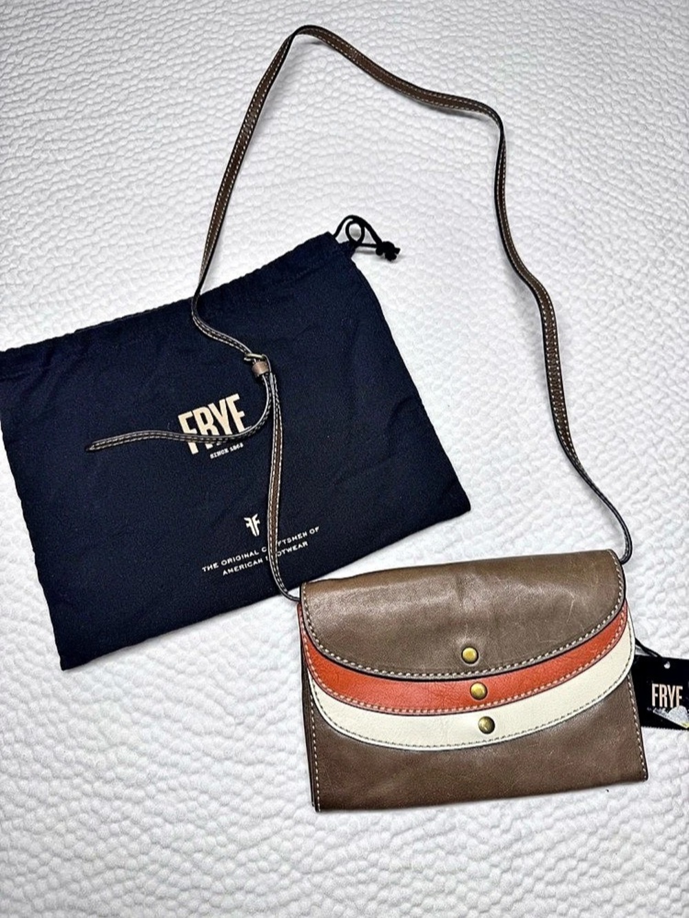 NWT Frye Leather Wallet Crossbody Clutch Multicolor with Dust Bag